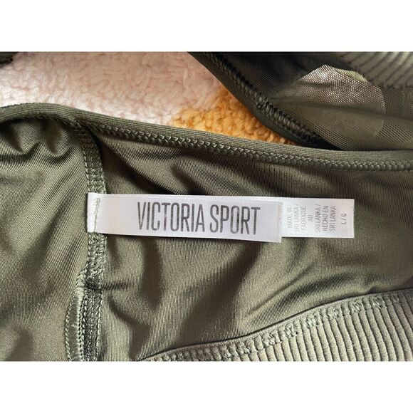 Victoria’s Secret Olive Green Strappy Sports Bra | Large | VSX Front Cage Detail - Picture 3 of 3